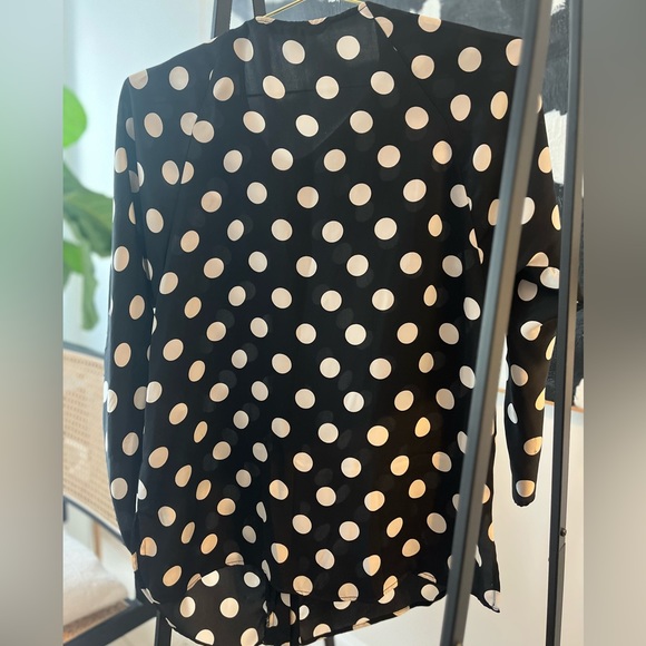 Zara Black-and-White Polka Dot Blouse | Size Medium - Picture 3 of 3